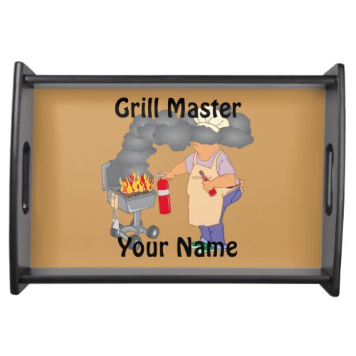 Personalized Funny Cartoon Grill Master Serving Tray