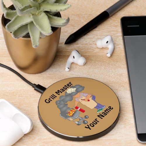 Personalized Funny Cartoon Grill Master Wireless Charger