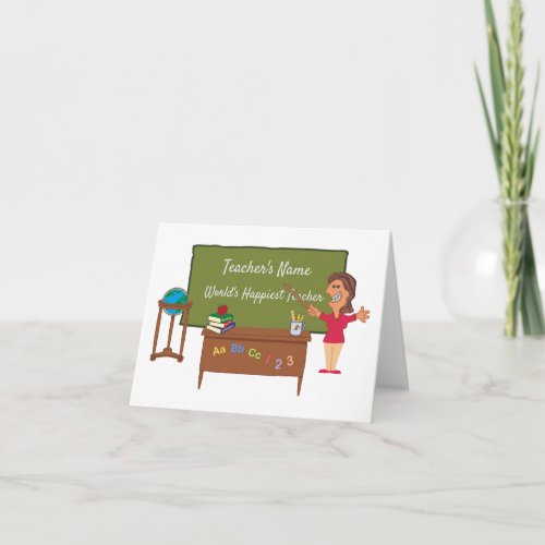 Personalized Funny Cartoon Teacher Female Thank You Card