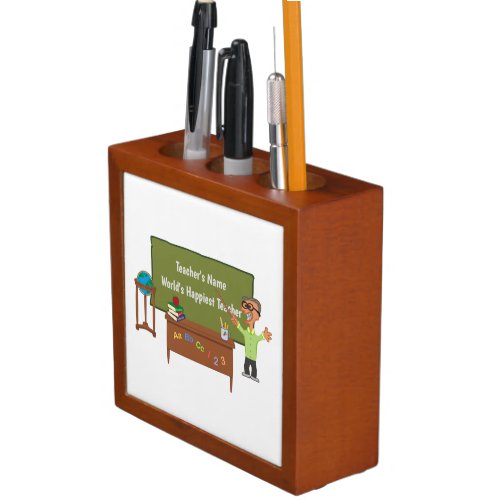 Personalized Funny Cartoon Teacher Male Desk Organizer