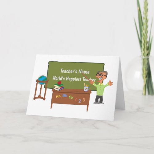 Personalized Funny Cartoon Teacher Male Thank You Card