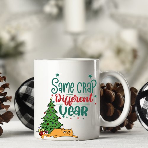 Personalized Funny Cat Crap Christmas Mug