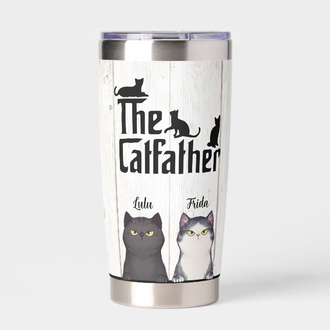 Personalized Funny Cat Gift For Daddy Thank You Insulated Tumbler (Front)