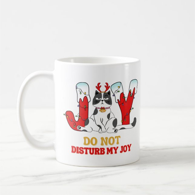 Personalized Funny Cat Joy Christmas Mug (Left)