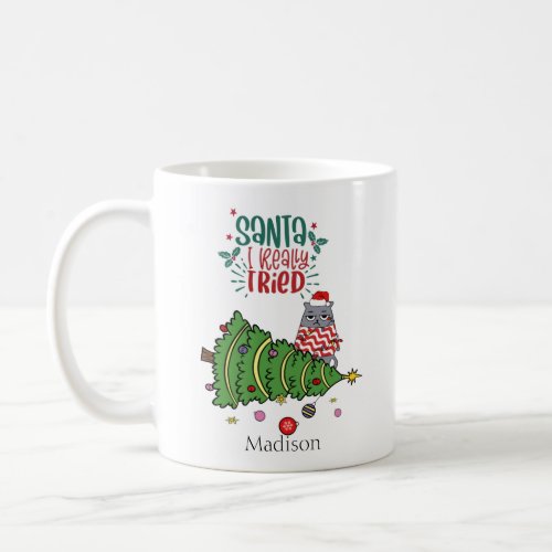 Personalized Funny Cat Tried Christmas Mug