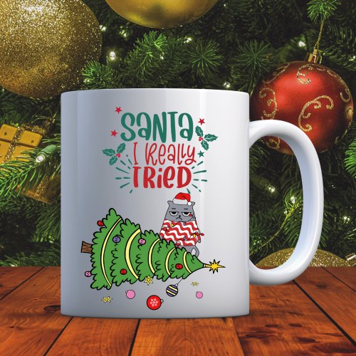 Personalized Funny Cat Tried Christmas Mug