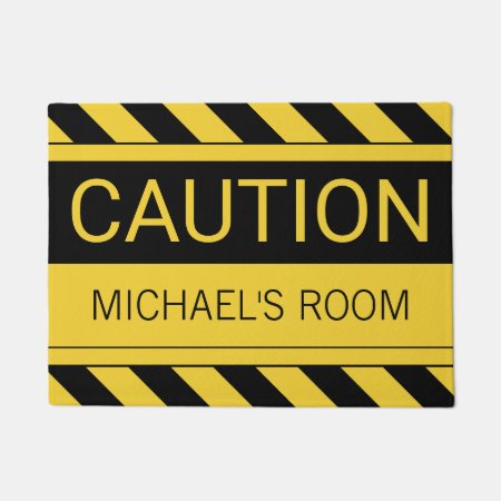 Personalized Funny Caution Bedroom Mat
