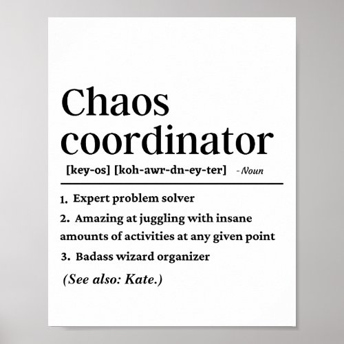 Personalized Funny Chaos Coordinator Definition Poster