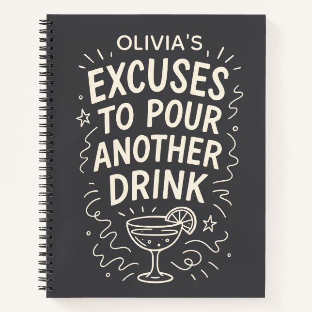 Personalized Funny Cheeky Cocktail Humor Notebook (Front)