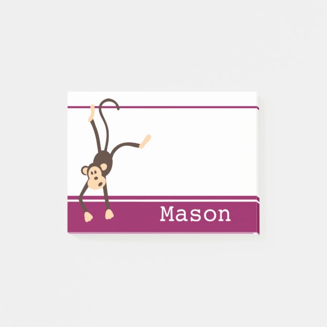 Personalized Funny Cheeky Monkey Post-it Notes (Front)