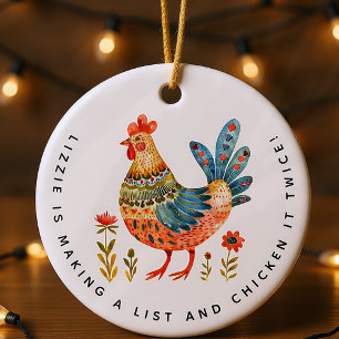 Personalized Funny Chicken Gift Ceramic Ornament