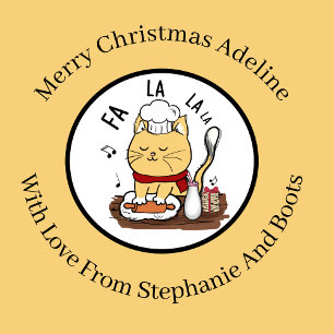 Personalized Funny Christmas Cat On Pale Yellow Wrapping Paper