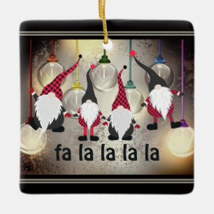 Personalized Funny Christmas Gnomes fa la la la la Ceramic Ornament