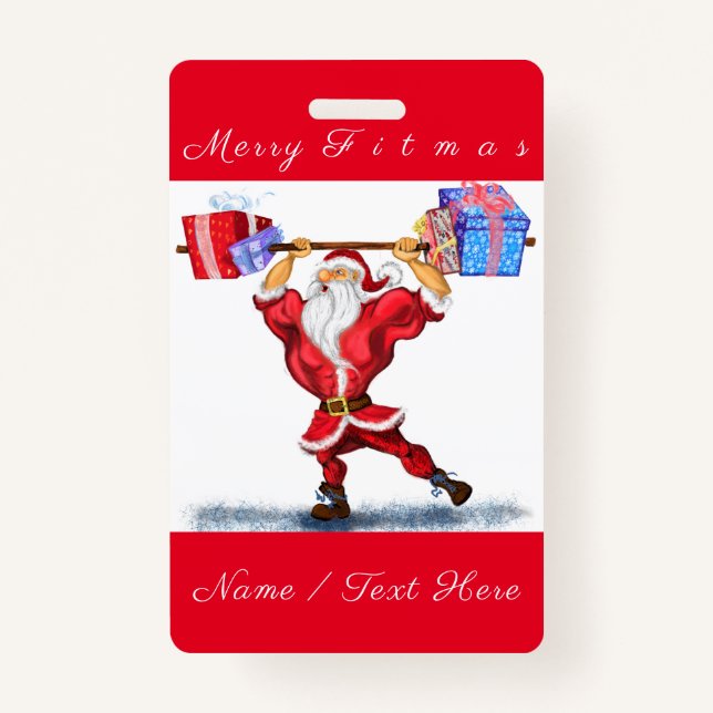 Personalized Funny Christmas Name Badge Santa Gift (Front)