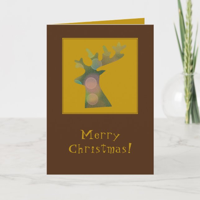 Personalized Funny Christmas Reindeer, Deep Bronze Card (Front)
