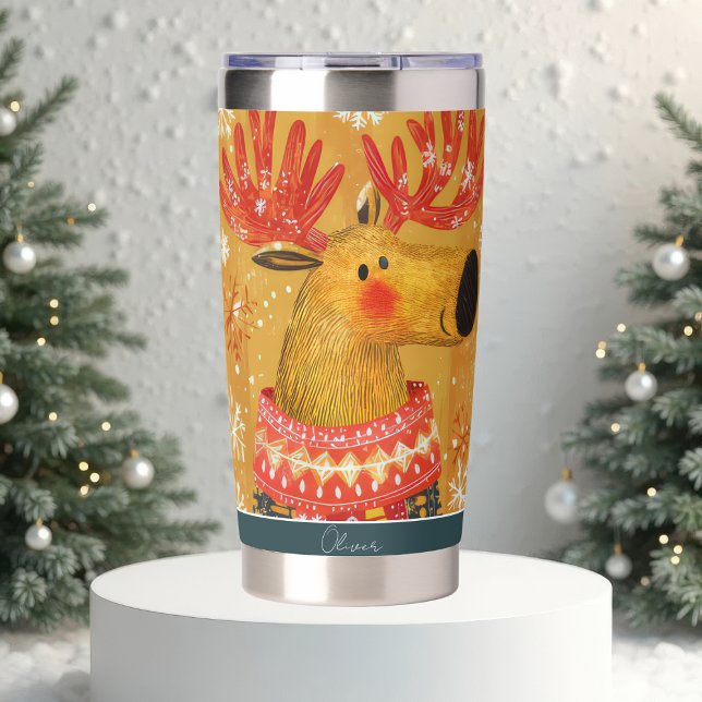 Personalized Funny Christmas Reindeer Insulated  Tumbler (Creator Uploaded)