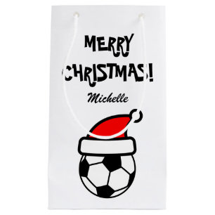 Personalized funny Christmas soccer ball Holiday Small Gift Bag