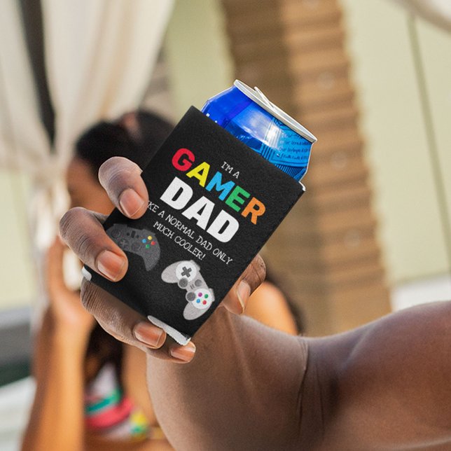 Personalized Funny Colorful 'GAMER' DAD Can Cooler (Creator Uploaded)