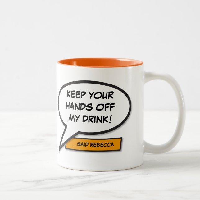 Personalized Funny Comic Book Speech Bubble Two-Tone Coffee Mug (Right)