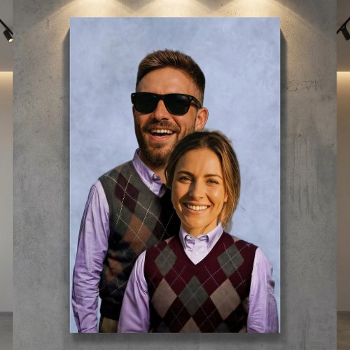 Personalized Funny Couple Portrait Canvas retro Foam Board