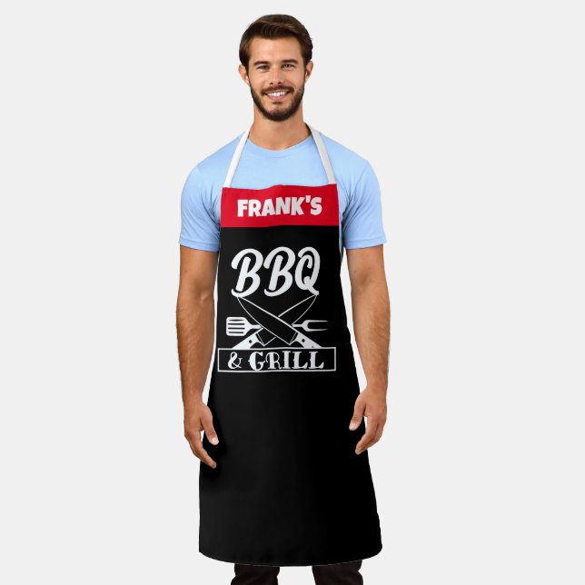 Personalized Funny Custom Chef Name Funny BBQ Apron (Worn)