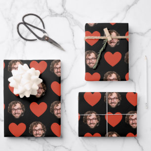Personalized Funny Custom Face Photo Love Heart Wrapping Paper Sheets