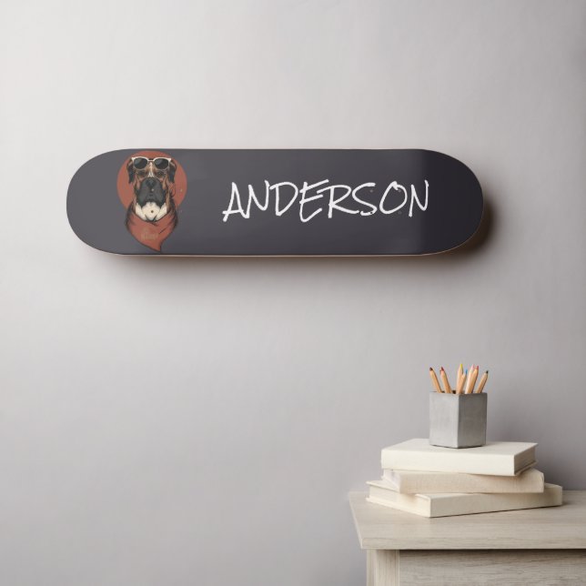 Personalized  funny cute Boxer Skateboard (Wall Art (Horz))