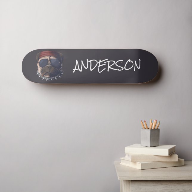 Personalized  funny cute I love pug Skateboard (Wall Art (Horz))