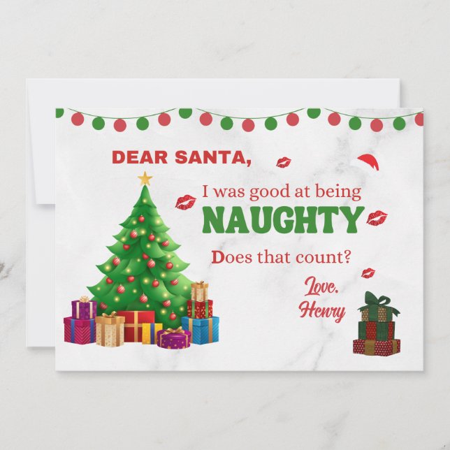 PERSONALIZED FUNNY CUTE NAUGHTY CHRISTMAS GREETING HOLIDAY CARD (Front)