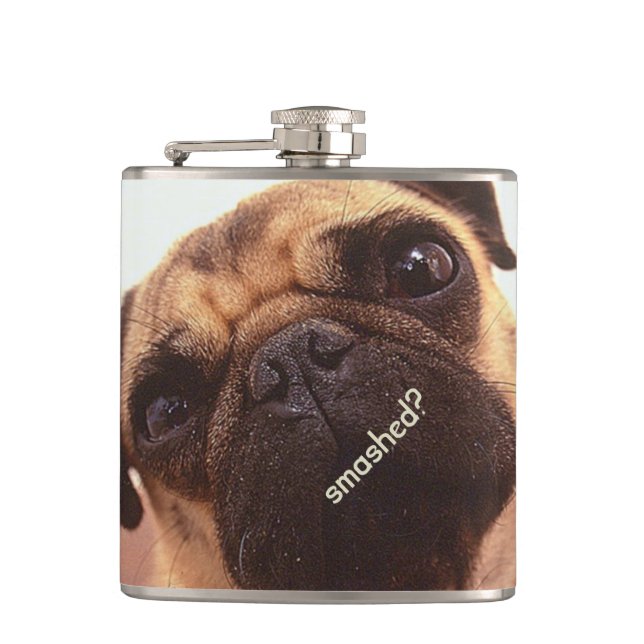 Personalized Funny Cute Pug Dog Flask (Front)