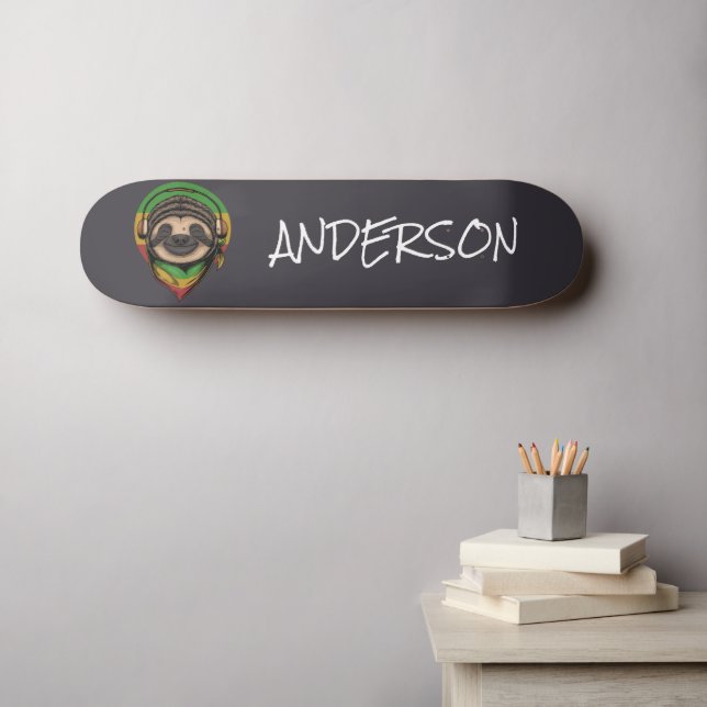 Personalized  funny cute sloth skateboard (Wall Art (Horz))