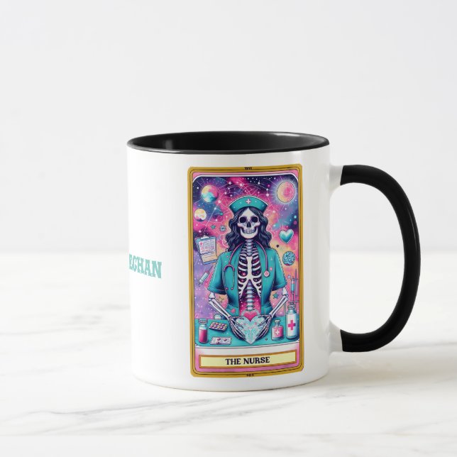 Personalized Funny Cute Tarot Nurse Halloween  Mug (Right)