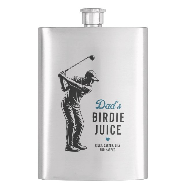 Personalized Funny Dad’s Birdie Juice Golf Flask (Front)