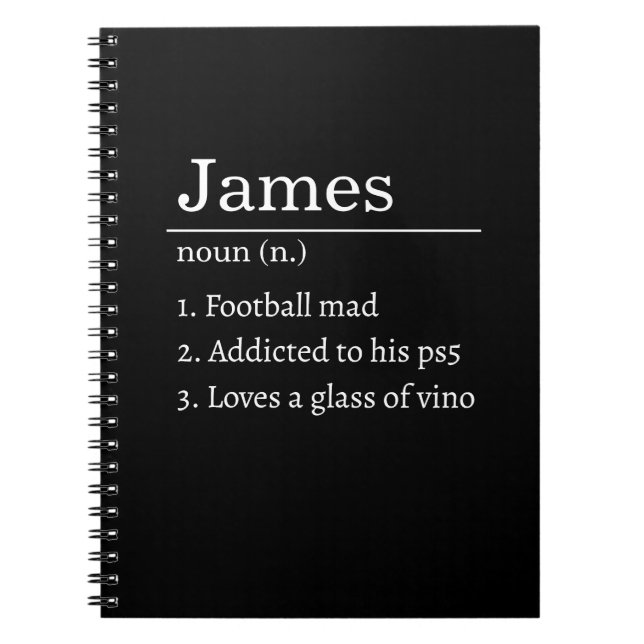 Personalized Funny Dictionary Definition Black  Notebook (Front)
