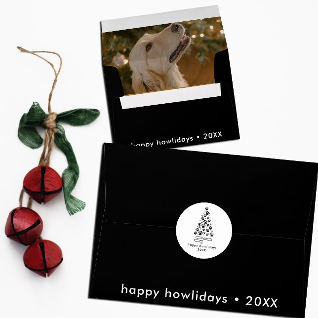 Personalized Funny Dog Christmas Happy Howildays  Classic Round Sticker (Creator Uploaded)