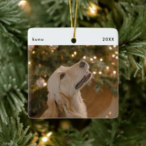 Personalized Funny Dog Picture Christmas Photo Ceramic Ornament