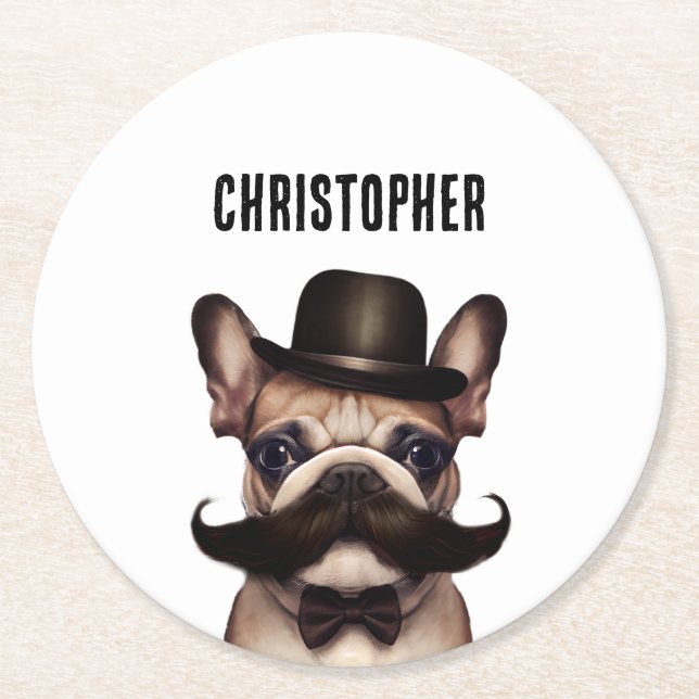 Personalized Funny Dog  Round Paper Coaster (Front)