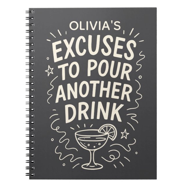 Personalized Funny Drinking Adulting Humor To Do Notebook (Front)