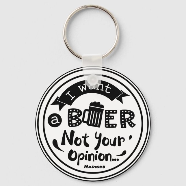 Personalized Funny Drinking Beer Keychain (Front)