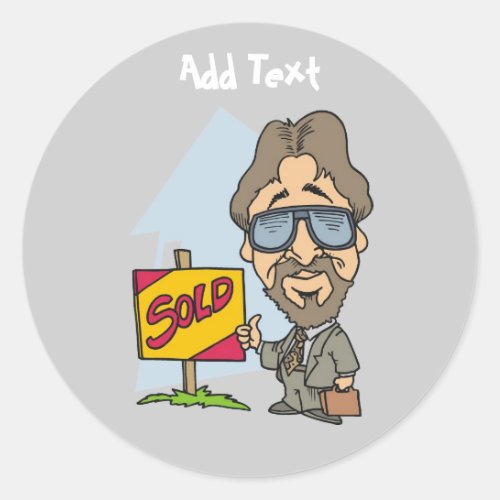 Personalized funny Estate Realtor cartoon Classic Round Sticker