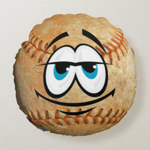 Personalized Funny Face Baseball Sport Round Pillow