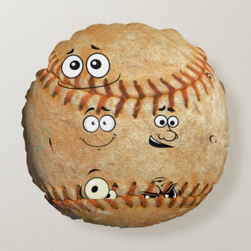 Personalized Funny Face Baseball Sport Round Pillow
