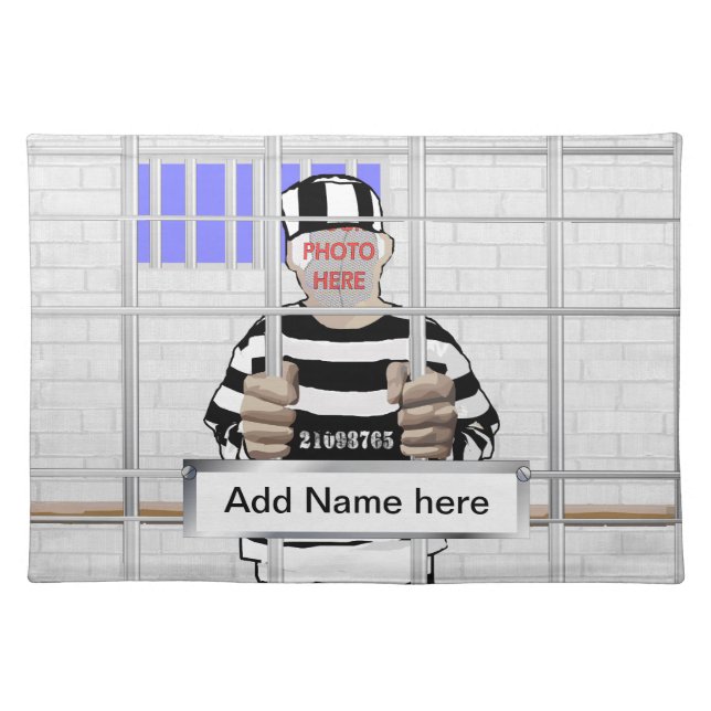 Personalized funny face Convict template Placemat (Front)