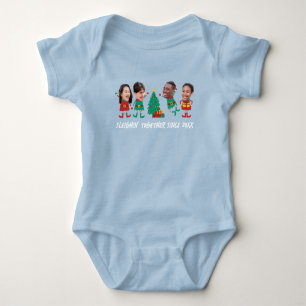 Personalized Funny Face Photo Christmas Elf Baby Bodysuit