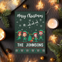 Personalized Funny Face Photo Christmas Elf Family