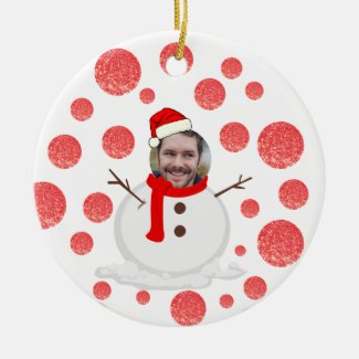 Personalized funny face photo snowman christmas ce