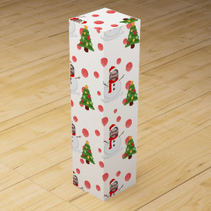 Personalized funny face photo snowman wine box