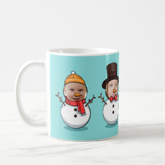 Personalized Funny Face Photo Snowmen Christmas Coffee Mug