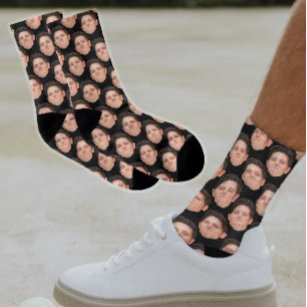 Personalized Funny Face Photo Socks in Jet Black