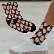 Personalized Funny Face Photo Socks In Jet Black at Zazzle